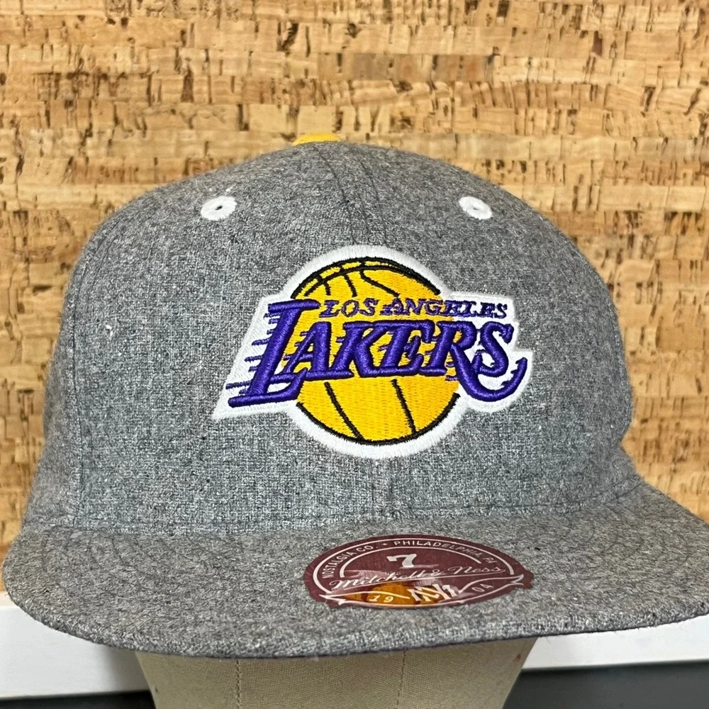 Vintage Mitchell &‎ Ness Los Angeles Lakers Hat Grey Wool NBA Hardwood Classic 7